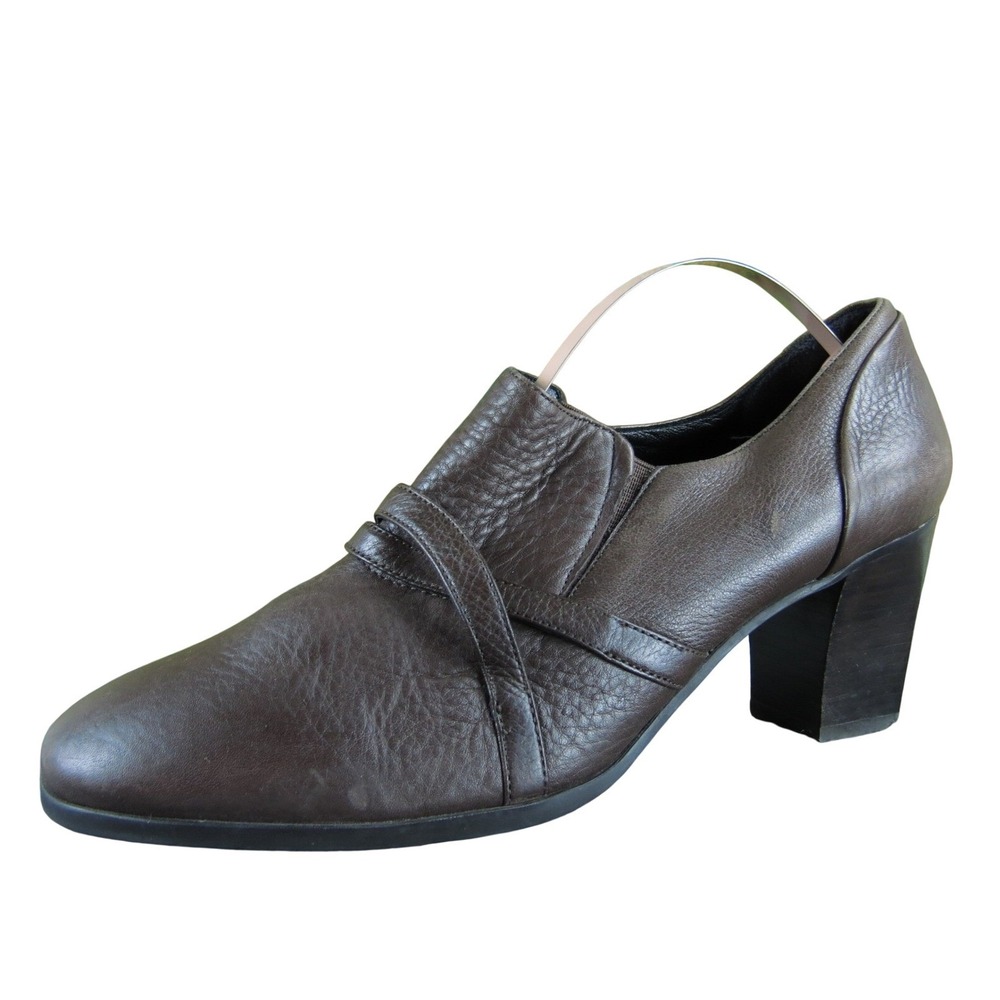 Umberto Raffini Women's 39 Brown Leather Block Heel Ankle Bootie Comfort Shoe